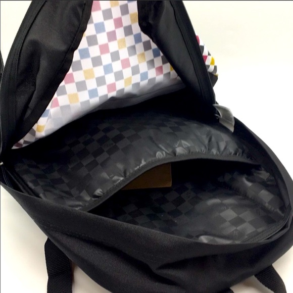 >💟REALM GLITTER🌈 RAINBOW CHECKERBOARD /BLACK 🎒CANVAS  BACKPACK BRAND NEW VANS - Picture 4 of 11